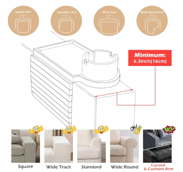 Bamboo Sofa 3 in 1 Couch Arm Table With 360° Cup Holder